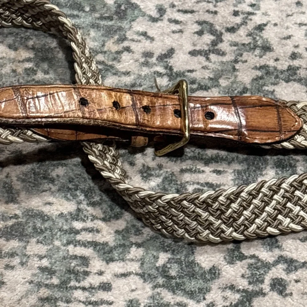 vintage 80s Crocodile Embossed Belt‎ Braided Stretch USA Size 40